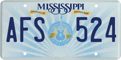MS license plate AFS524