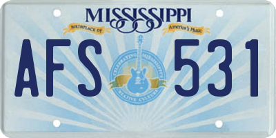 MS license plate AFS531