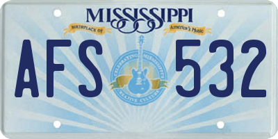 MS license plate AFS532