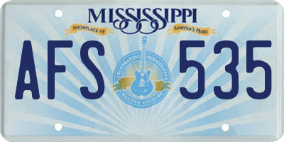MS license plate AFS535