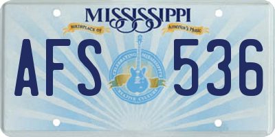 MS license plate AFS536