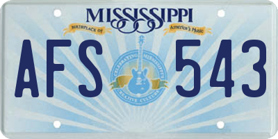 MS license plate AFS543