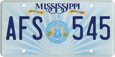MS license plate AFS545