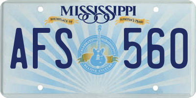 MS license plate AFS560