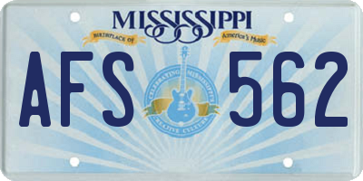 MS license plate AFS562