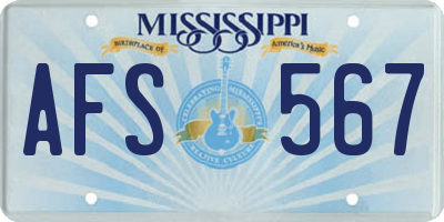 MS license plate AFS567