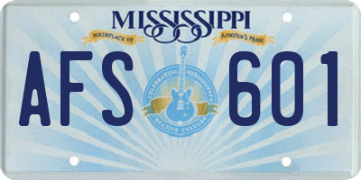 MS license plate AFS601