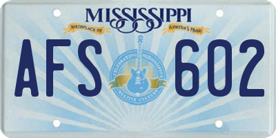 MS license plate AFS602