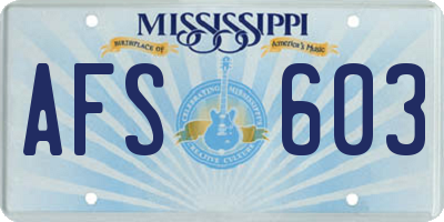 MS license plate AFS603