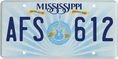 MS license plate AFS612