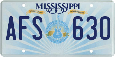 MS license plate AFS630