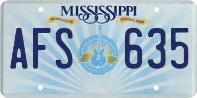 MS license plate AFS635