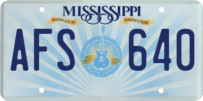 MS license plate AFS640