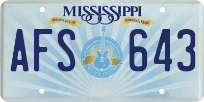 MS license plate AFS643