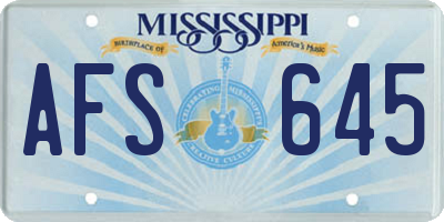 MS license plate AFS645