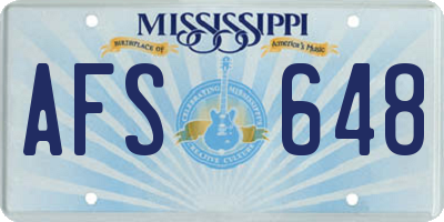 MS license plate AFS648