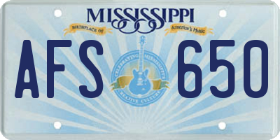 MS license plate AFS650
