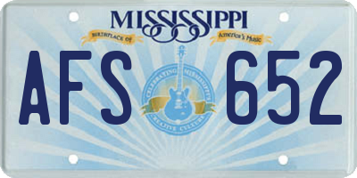 MS license plate AFS652