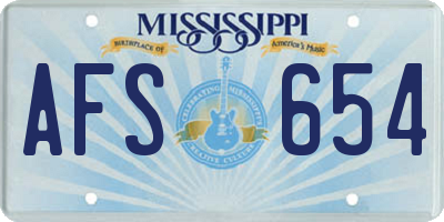 MS license plate AFS654