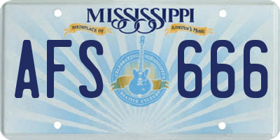 MS license plate AFS666