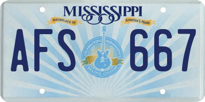 MS license plate AFS667