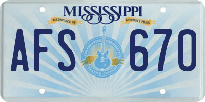 MS license plate AFS670