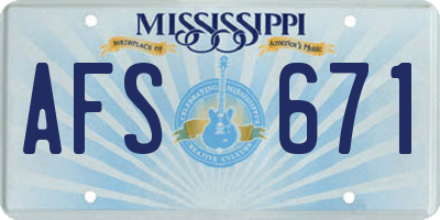 MS license plate AFS671