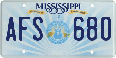MS license plate AFS680