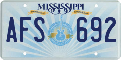 MS license plate AFS692