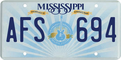 MS license plate AFS694