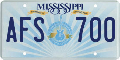 MS license plate AFS700