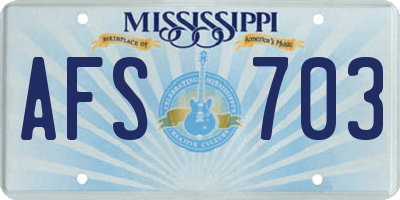 MS license plate AFS703