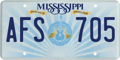 MS license plate AFS705