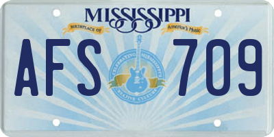 MS license plate AFS709
