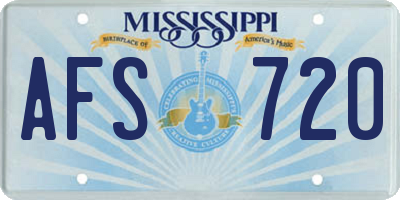 MS license plate AFS720