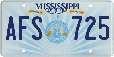 MS license plate AFS725