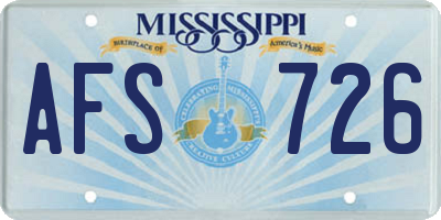 MS license plate AFS726