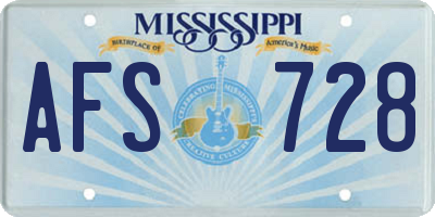 MS license plate AFS728