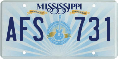 MS license plate AFS731