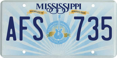 MS license plate AFS735
