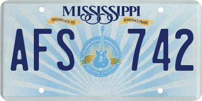 MS license plate AFS742