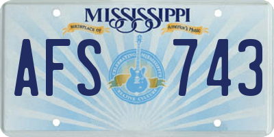 MS license plate AFS743