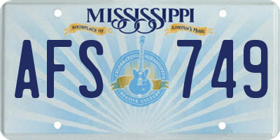 MS license plate AFS749