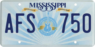 MS license plate AFS750