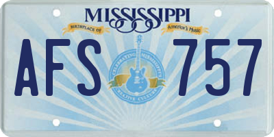 MS license plate AFS757