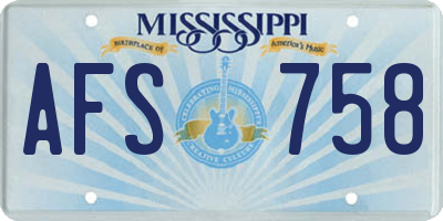 MS license plate AFS758