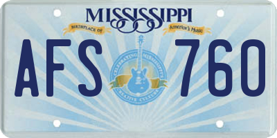 MS license plate AFS760