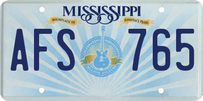 MS license plate AFS765