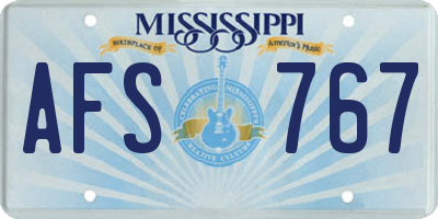 MS license plate AFS767