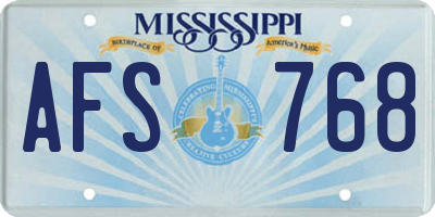 MS license plate AFS768